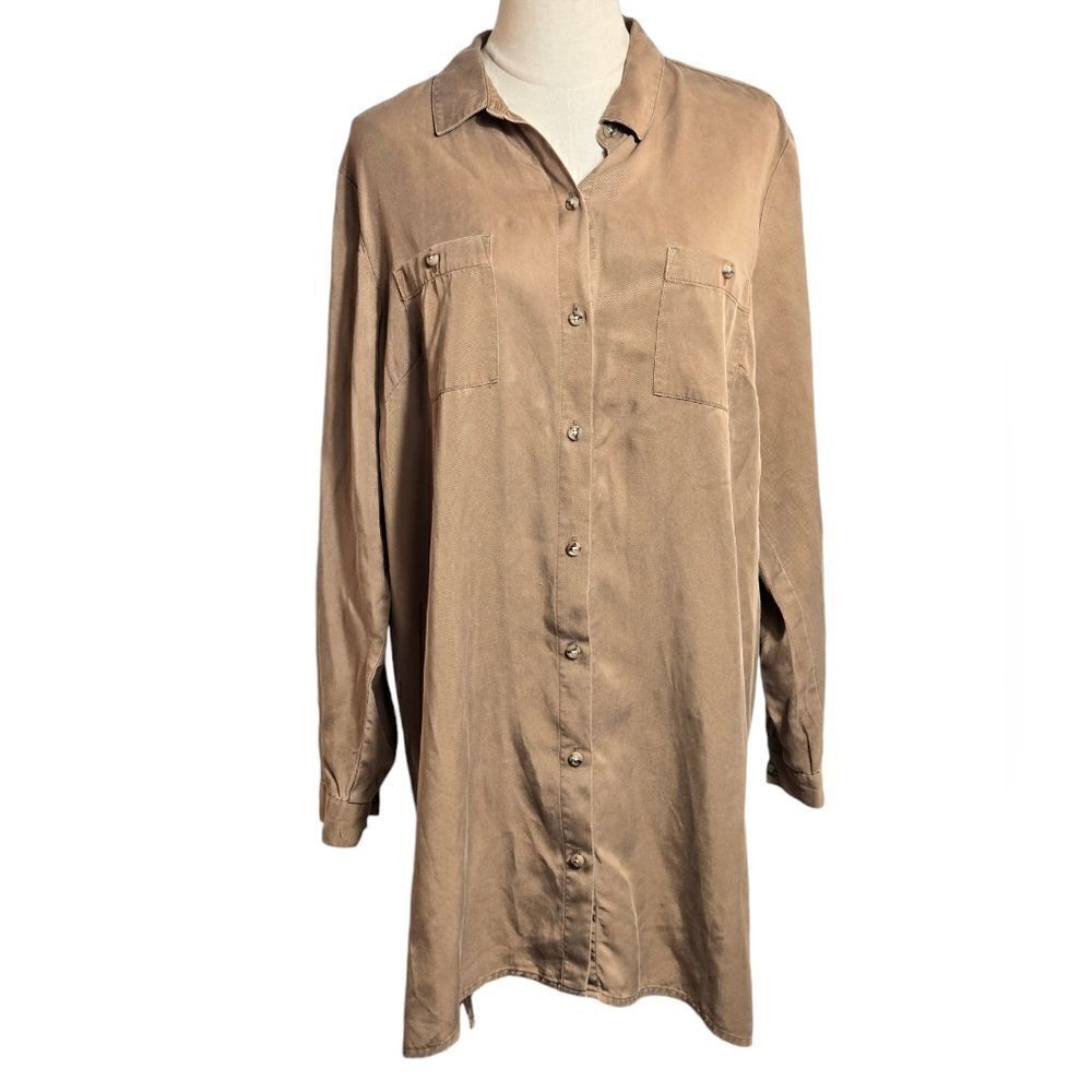 J. JILL Brown Long Button Down Shirt or Mini Dress